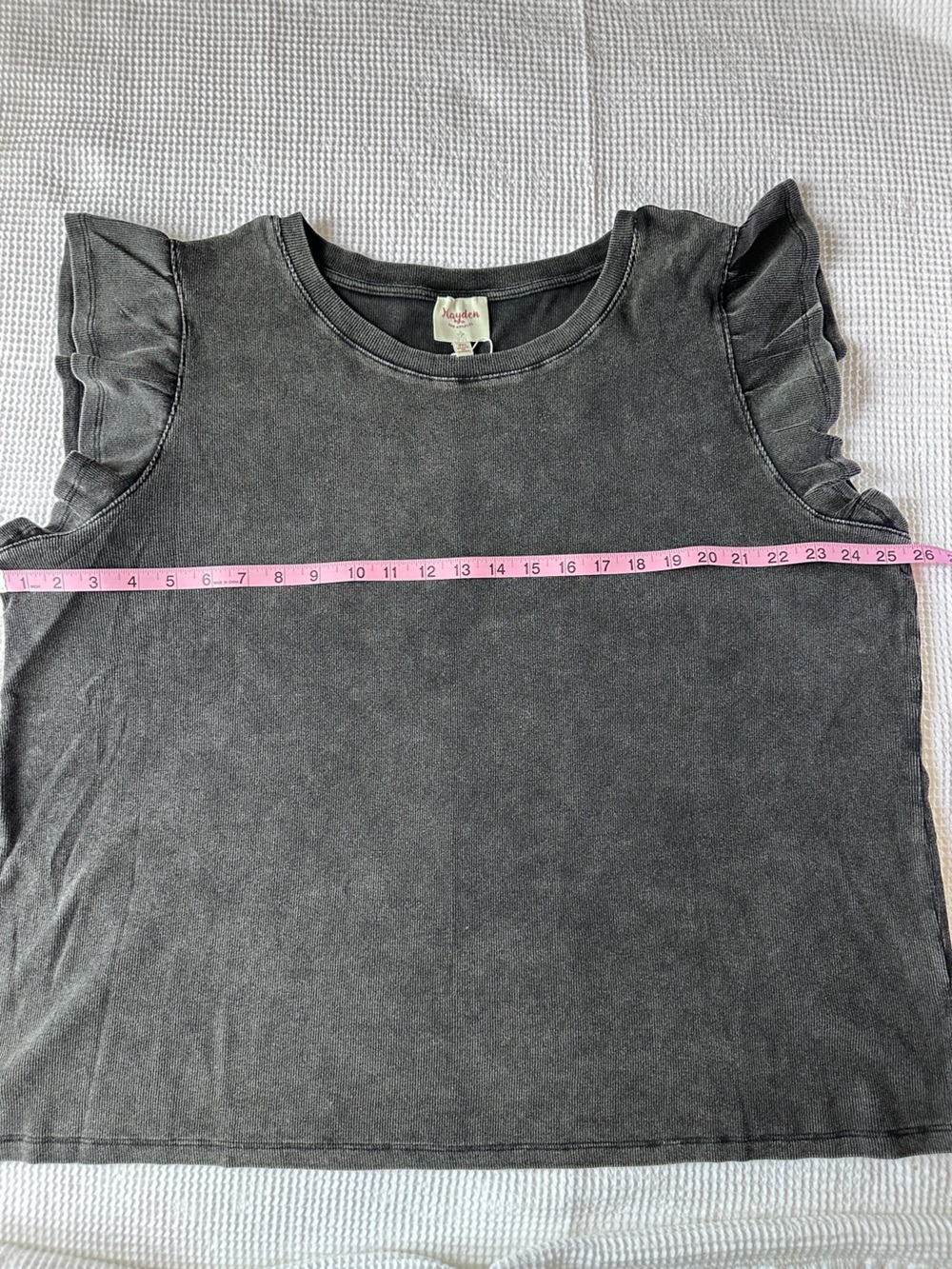 Black Washed Ruffle Sleeve Top - Picture 6 of 12